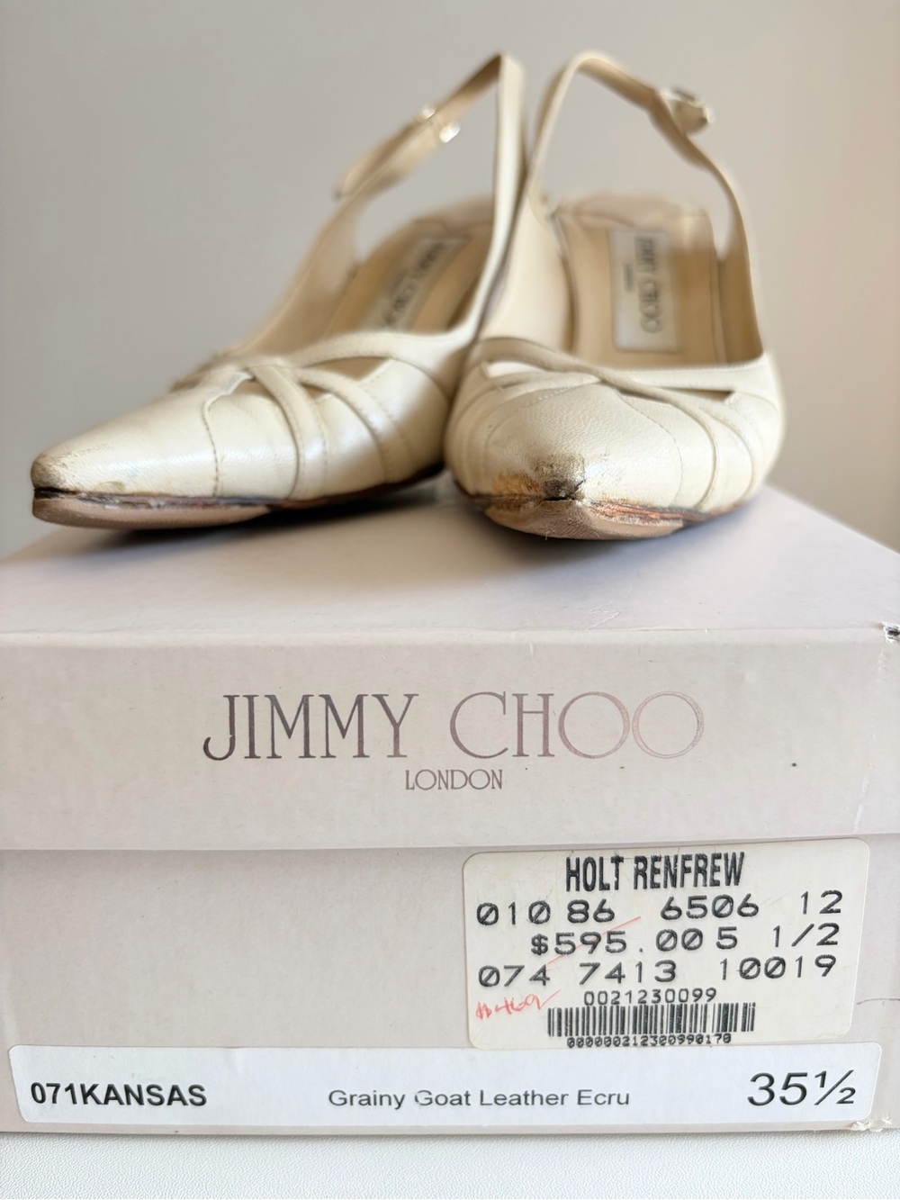 Jimmy Choo Kansas Goat Leather Slingback Heels 35½ - Picture 8 of 8